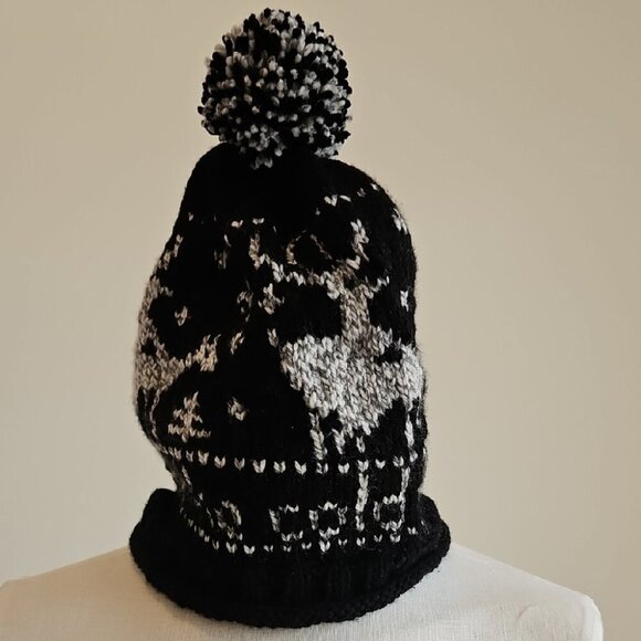 Hand knit F*ck the Cold Black and White Knit Beanie - Picture 2 of 2